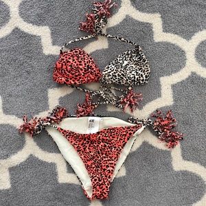 Leopard Neon Orange Beige Triangle Bikini
